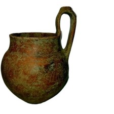 Vaso. Attingitoio Impasto Con Graffiti  Animali Arte Etrusca Riproduzione H Cm24