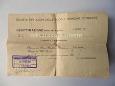 PICCOLE FERROVIE TRIESTE tram treno bus Villa Opicina 1961 vecchio BIGLIETTO