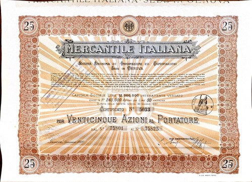 Certificato azionario - certificato,