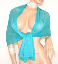 Stola donna azzurro turchese foulard scialle sciarpa coprispalle shimmer U35X