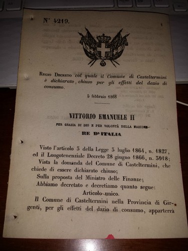 Regio decreto 1868 - decreto,