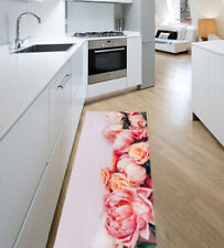  Passatoia Cucina Tappeto Antiscivolo Corridoio Lavabile Runner Dis Peonie Rosa