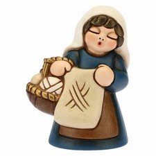 THUN S3081A98 - Donna che lavora a maglia Presepe classico variante blu