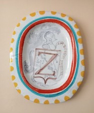 DESIMONE PIATTO Ovale CERAMICA Stemma ARALDICA VINTAGE dipinto mano De Simone