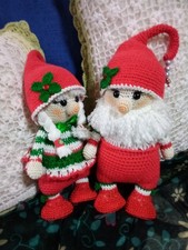 AMIGURUMI COPPIA GNOMI NATALE FATTI A UNCINETTO TUTTO COTONE