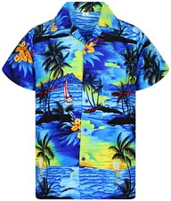 Camicia Hawaiana Surf Blu 