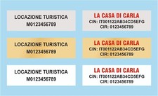 Targhetta alluminio alloggio turistico, casa vacanze, affitti brevi CIN CIR