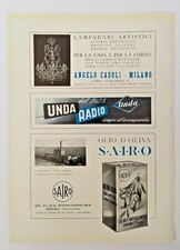 ♥ PUBBLICITA' 1950 OLIO SAIRO UNDA RADIO RITAGLIO DI GIORNALE 34x24 cm