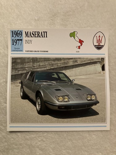 Carte fiche auto maserati - maserati, indy