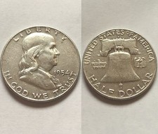 Mezzo dollaro Stati Uniti d'America - FRANKLIN 1954 in Argento
