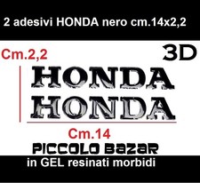 2 Adesivi HONDA  NERO cm.14 scritta MOTO carena 3D gel resinati
