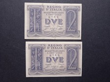  1939 Regno Italia Due lire Banconote di Stato Vittorio Emanuele III° F.D.S. x2 