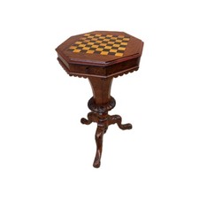 ANTICO TAVOLINO A SCACCHIERA DA SALOTTO D 43CM ALT 74