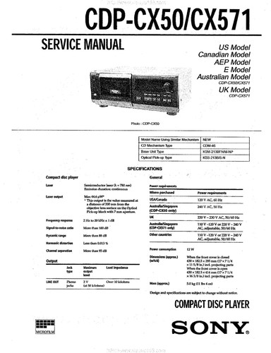 Sony cdp cx50 - cdp-cx50, cdp-cx571