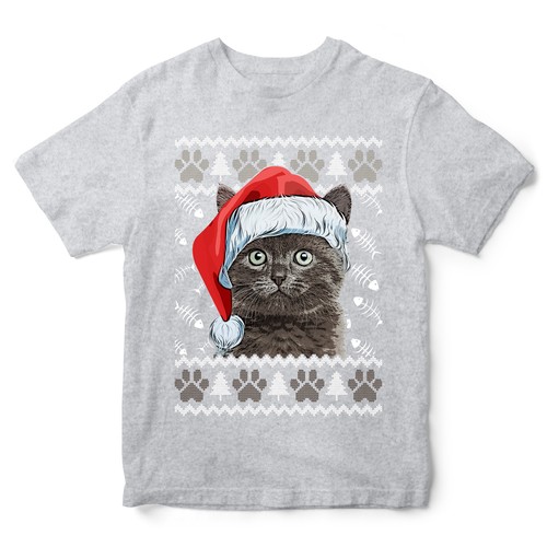 Shirt natalizia gatto pelo - natalizia,
