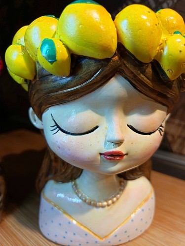 Vaso fiori testa ragazza - testa,