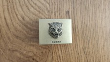 FIBBIA GUCCI RETTANGOLARE CON TIGRE COLOR ORO ANTICO MARCHIATA NUOVA