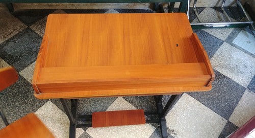 Banco scuola legno anni 70 - scuola,