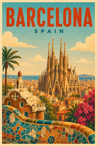 Poster viaggio barcellona - da,