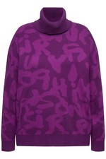 Maglione donna Ulla Popken taglie forti lettere collo rotondo a costine