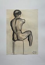Disegno Scultura Maschile Nudo ROM Erich Puchta 1908 - 1986 #87 Antico