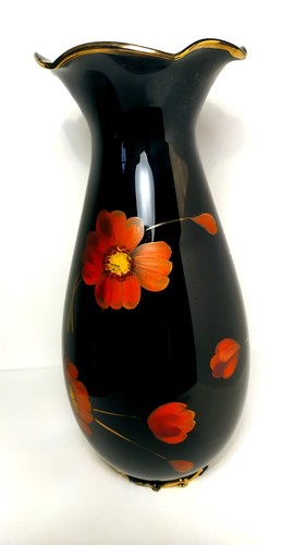 Vaso vetro nero con pitture - vaso,