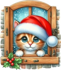 Adesivo vinile gatto natale