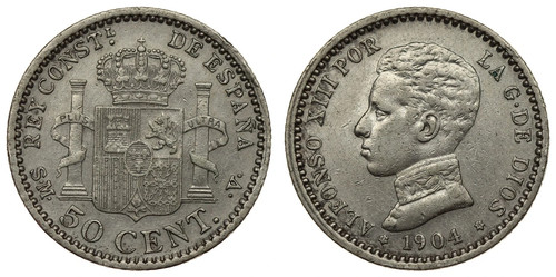 Spagna centimos 1904 - 50,