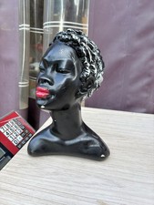 Scultura Vintage Busto Donna Nera