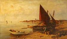 high quality oil painting handpainted on canvas "Fisherman at His Nets"