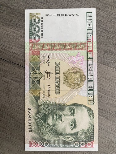 Banconota perù 1000 intis - banconota,