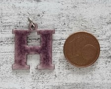 Ciondolo lettera H viola vintage smalto gioielli anni 70 regalo natale