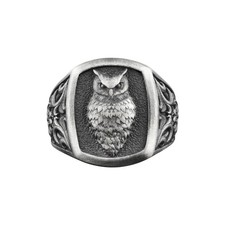 Anello da uomo gufo in argento