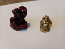Coppia statuette portafortuna in Resina Elefante e Budda sorridente