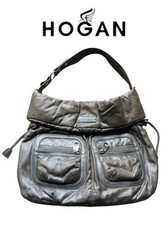 Hogan Womens Borsa  Leather textured Lined Zip Top Handle Slouch Tote Bag