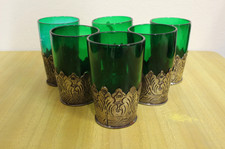 Set Bicchieri Antichi Verdi con Base in Metallo
