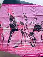 Foulard Hermes Caleche Elastique 90 Cm Di Seta Rosa Carre Cavallo Carrozza 35"