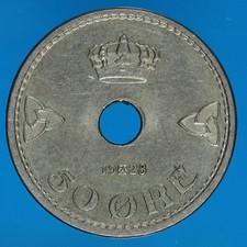 NORVEGIA 50 ORE 1928 CURRENCY MONETE DA COLLEZIONE NUMISMATICA NICHEL COIN