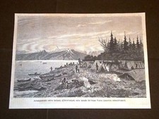 Accampamento Indiano a Newicargut Fiume Yucon America