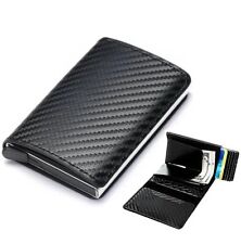 Porta Carte Di Credito Slim Rfid Mini Portafoglio Piccolo Carbonio Portatessere