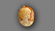 Ciondolo di Oro 18k 750 giallo con Cammeo da donna pendente in Cameo Pendant