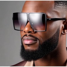 OCCHIALI DA SOLE uomo stile classico retrò scudo enorme grande jumbo grande montatura nera 2026