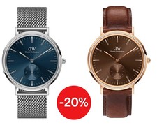 OROLOGIO DANIEL WELLINGTON UOMO ACCIAIO PELLE BLU MARRONE DW00100710 DW00100707