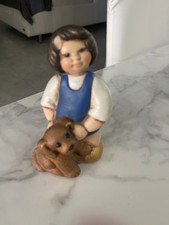 Bimbo Tini 's Thun Vecchia Produzione Bambino con Cane Piccolo Difetto