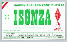 Radioamatore QSL IS0NZA Sardegna Italia 1982 28.615 MHz contatto SSB