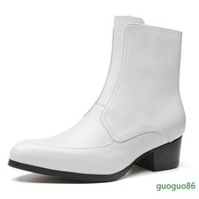 Stivaletti uomo vera pelle tacco a blocco zip laterale punta eleganti business tg