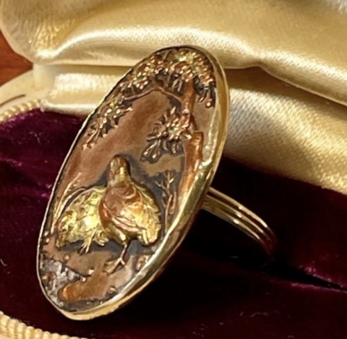 Raro antico anello shakudo - anello,