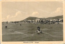 do649 cartolina saluti da mondragone,spiaggia,provincia di caserta