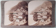 Where Waves & Mountains Meet Positano Italy Underwood Stereoview 1900 ca.