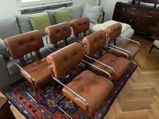 6 Sedie in pelle e tubolare